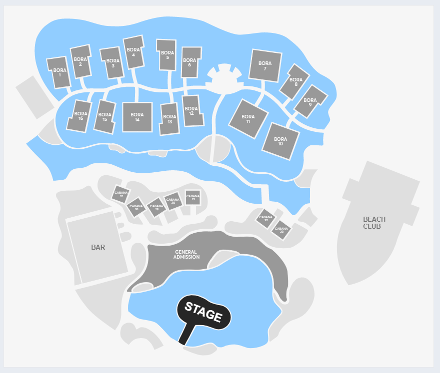 Map of Resort Pool at Seminole Hard Rock Hollywood